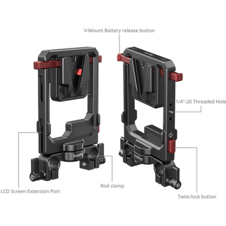 SmallRig 6273 - obrotowa płytka montażowa do akumulatora V-Mount (obustronny, 2x mocowanie V-Lock) z zaciskiem na 2x pręt 15mm